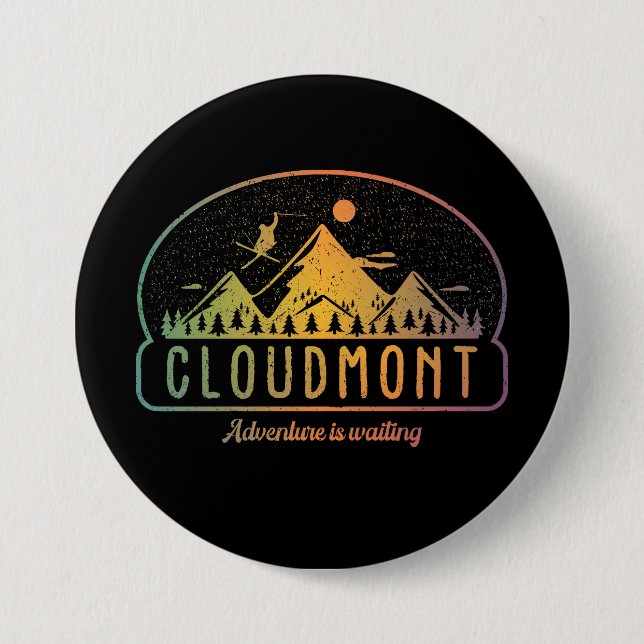 Retro Cloudmont Ski Adventure ist Gewartet Button (Vorderseite)