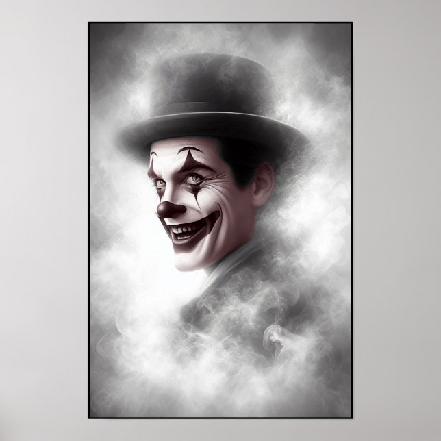 Retro-Clown-Porträt mit Hut Poster (Vorne)