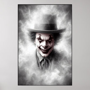 Retro-Clown-Porträt mit Hut Poster