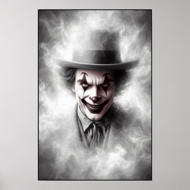 Retro-Clown-Porträt mit Hut Poster (Vorne)