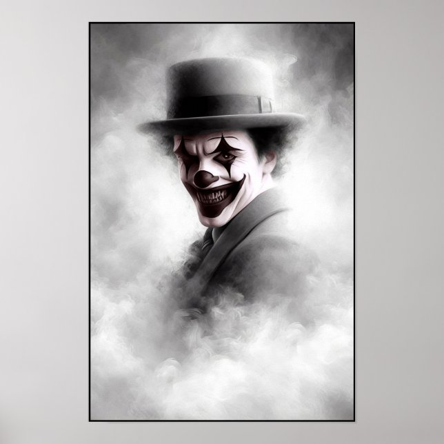 Retro-Clown-Porträt mit Hut Poster (Vorne)