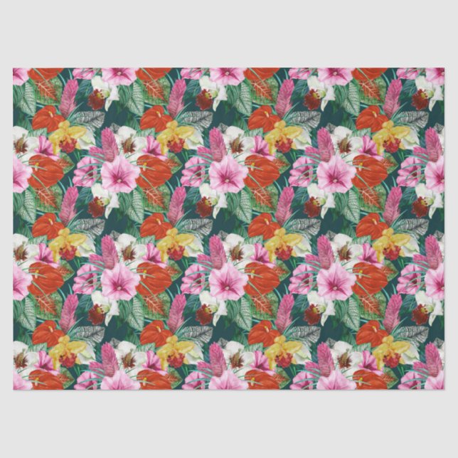 Retro Coastal Paradies Blüten Seidenpapier (Vorderseite)