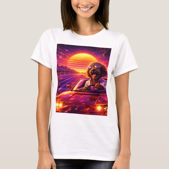Retro Cockapoo Driving Tshirt 80s Car (Vorderseite)
