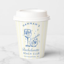 Retro-Cocktail Bachelorette Blau & Gelb Streifen