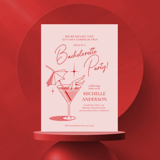 Retro Cocktail Bachelorette Party Invitation (Créateur téléchargé)