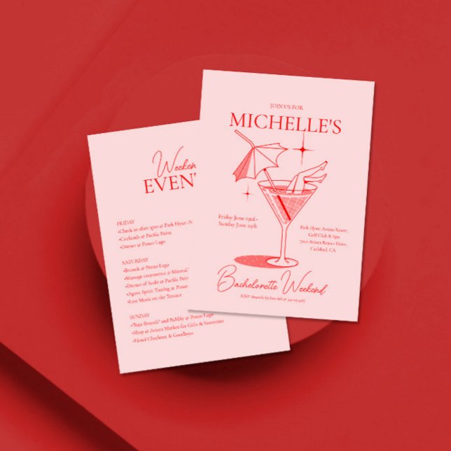 Retro Cocktail Bachelorette Wochenende Ausflug Einladung (Von Creator hochgeladen)