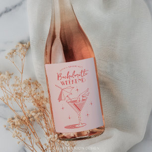 Retro Cocktail Bachelorette Wochenende Ausflug Weinetikett