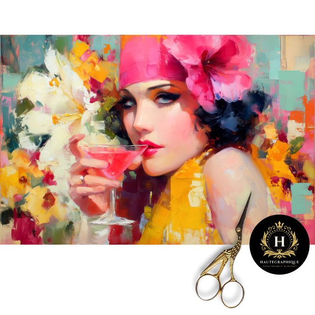 Retro Cocktail Glam Woman Decoupage Seidenpapier (Von Creator hochgeladen)