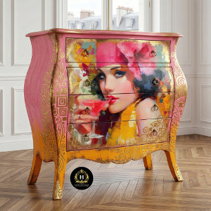 Retro-Cocktail-Glamour-Dame-Decoupage Seidenpapier