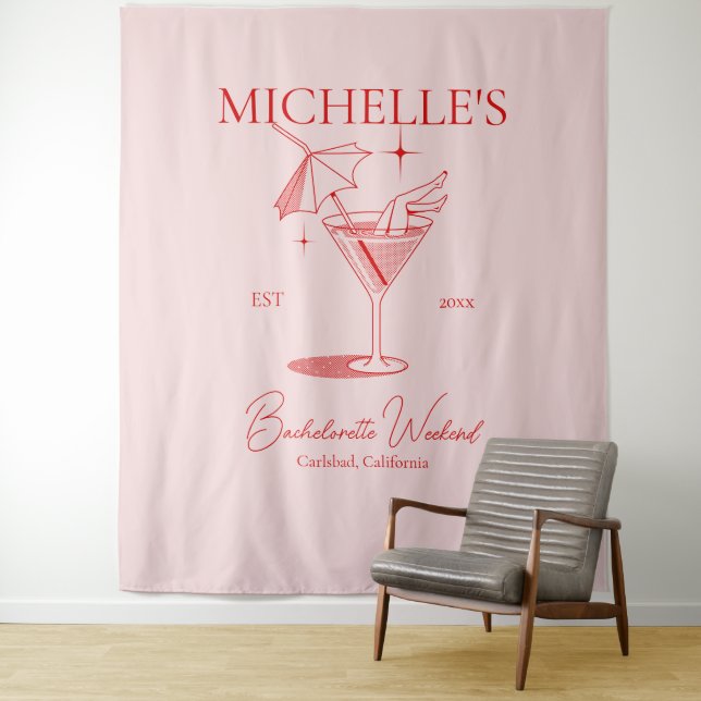 Retro Cocktail Junggeselinnen-Abschied Wandteppich (Beispiel)