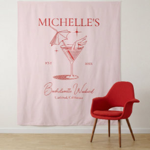 Retro Cocktail Junggeselinnen-Abschied Wandteppich