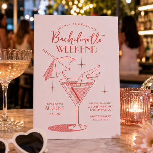 Retro-Cocktail-Junggesellinnen-Abschieds-Wochenend Einladung