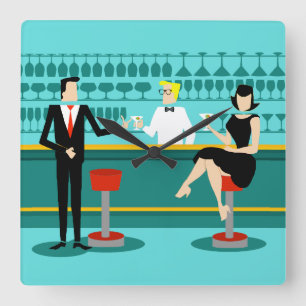 Retro Cocktail Lounge Akryllische Wall Uhr
