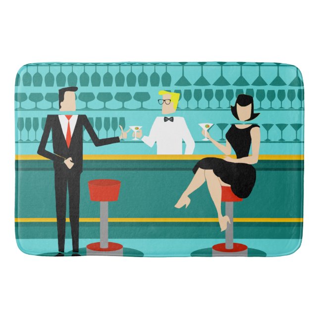 Retro Cocktail Lounge Badematte (Vorderseite)