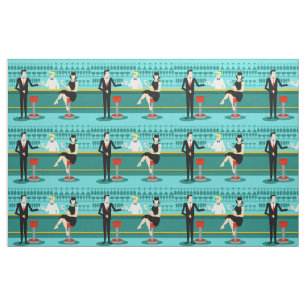 Retro Cocktail Lounge Fabric Stoff
