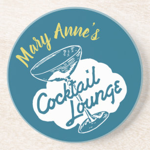 Retro-Cocktail-Lounge mit individuellem Namen Getränkeuntersetzer