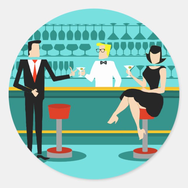 Retro Cocktail Lounge Sticker (Vorderseite)