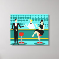 Retro Cocktail Lounge Stretched Canvas Print