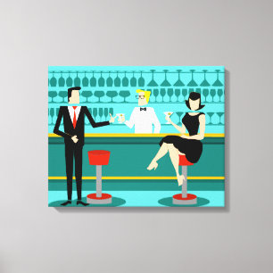 Retro Cocktail Lounge Stretched Canvas Print Leinwanddruck