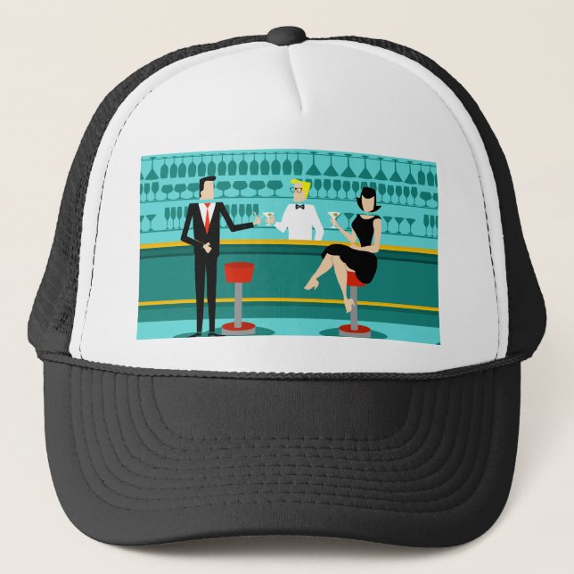 Retro Cocktail Lounge Trucker Hat Truckerkappe (Vorderseite)
