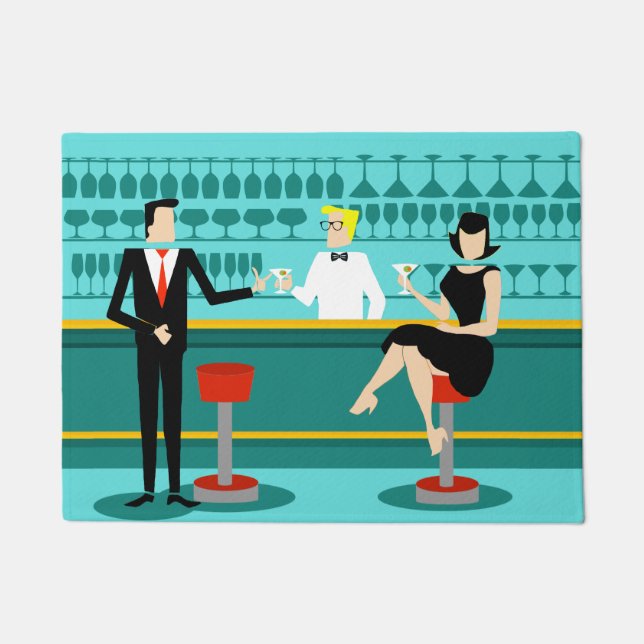 Retro Cocktail Lounge Türmatte (Vorderseite)