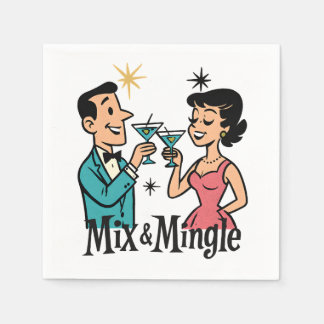 Retro Cocktail Napkins aus den 50er Jahren - MCM C Serviette