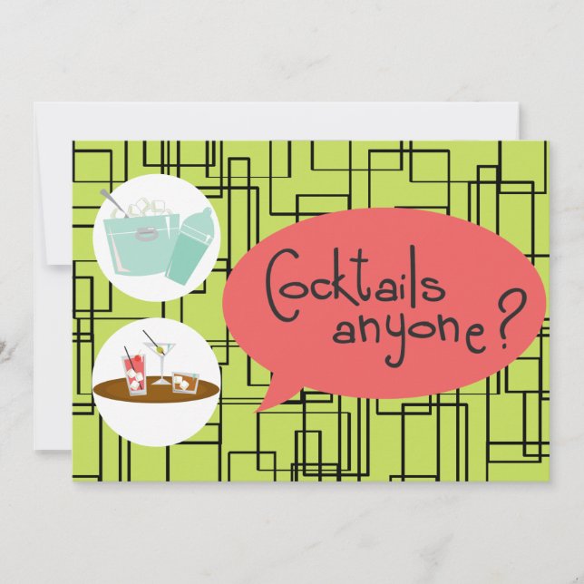 Retro-Cocktail-Party Einladungen (Vorderseite)