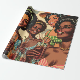 Retro Cocktail Party Girls Geschenkpapier