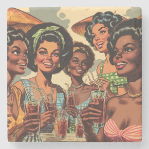 Retro Cocktail Party Girls Steinuntersetzer