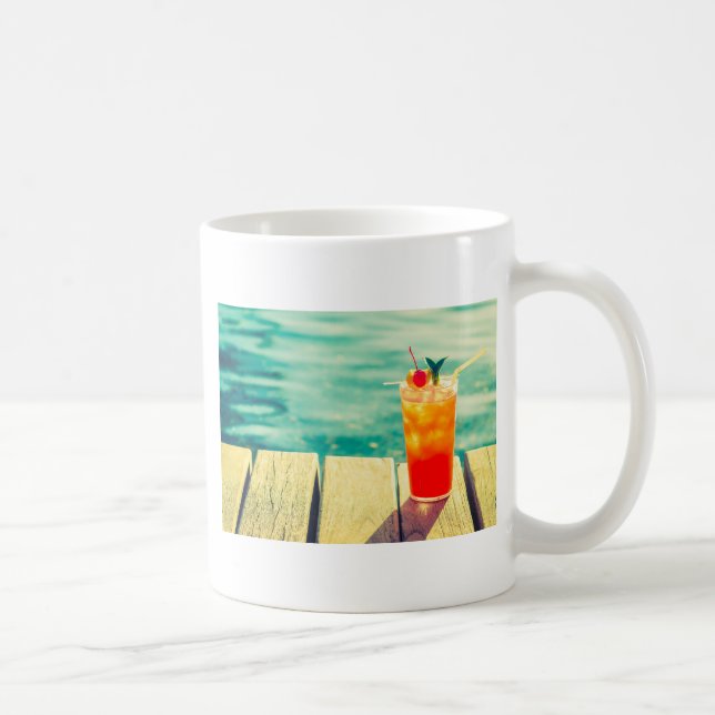 Retro-Cocktail-Sonnenuntergang Bar Kaffeetasse (Rechts)