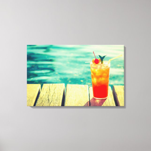 Retro-Cocktail-Sonnenuntergang Bar Leinwanddruck (Vorderseite)