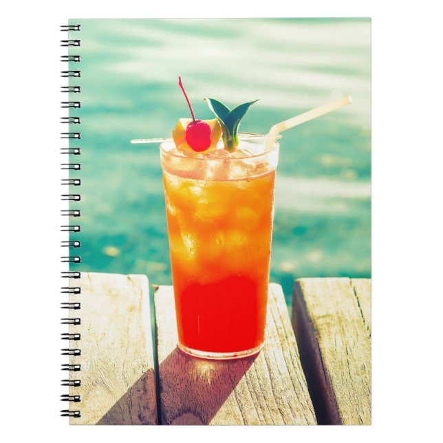 Retro-Cocktail-Sonnenuntergang Bar Notizblock (Vorderseite)