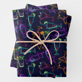 Retro Cocktails Collage Geschenkpapier Set