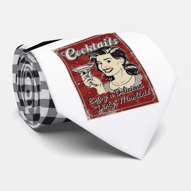 Retro Cocktails Necktie Krawatte (Gerollt)