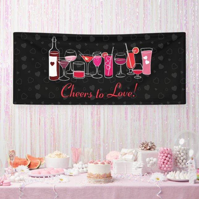 Retro Cocktails Valentinstag Party Banner (Party)