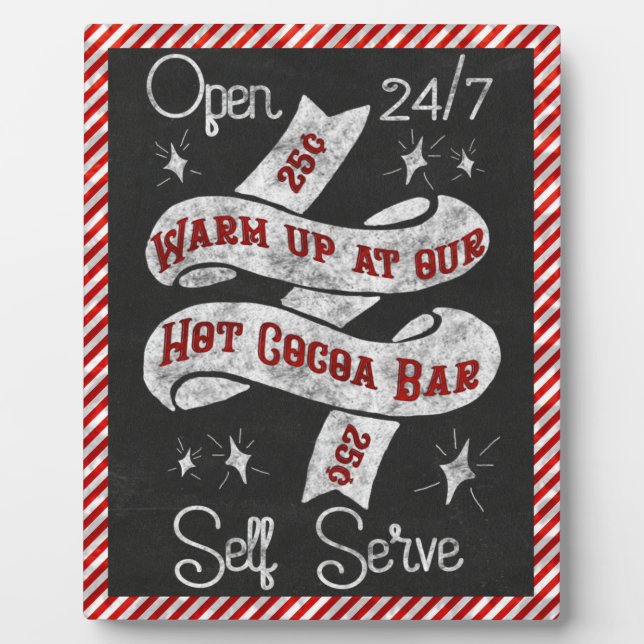 Retro Cocoa Bar Sign mit Candy Cane Streifen Fotoplatte (Vorderseite)