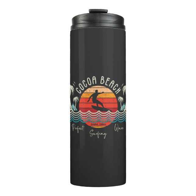 Retro Cocoa Beach Thermosbecher (Vorderseite)