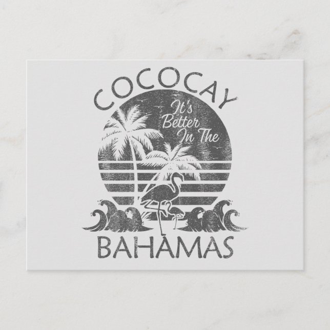 Retro CocoCay Bahamas Postcard Aussichtskarte Postkarte (Vorderseite)