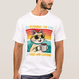 Retro Coffee Cat Vibes - Coffeine Lover Men's T-Shirt