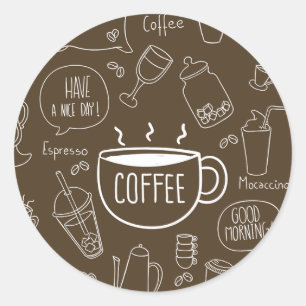 Retro Coffee Cup Muster - Perfekt für Barista Runder Aufkleber