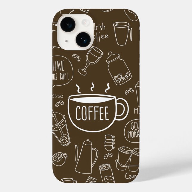 Retro Coffee Cup Muster Tasse - Perfekt für Barist Case-Mate iPhone 14 Hülle (Rückseite)