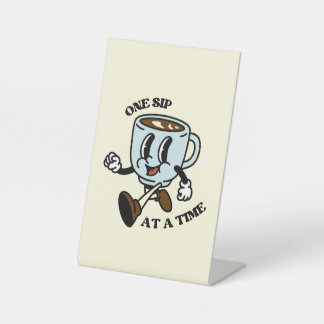 Retro Coffee Cup Slogan Sign Sockelschild