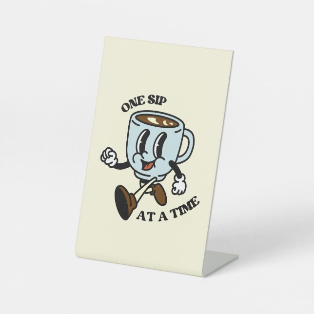 Retro Coffee Cup Slogan Sign Sockelschild (Vorderseite)