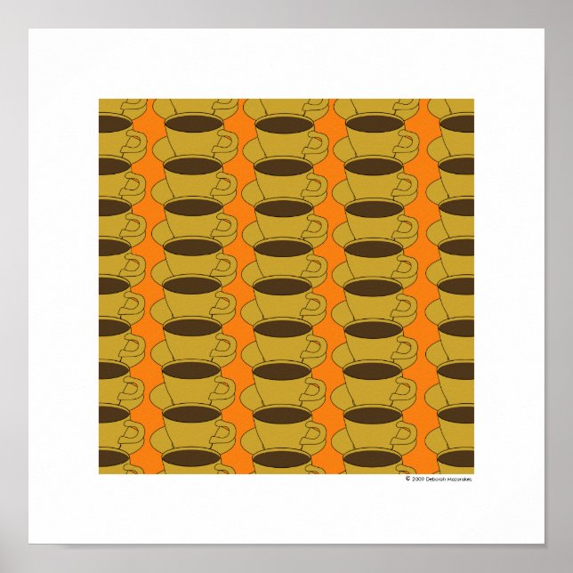 Retro Coffee Cups Pop Art Poster (Vorne)