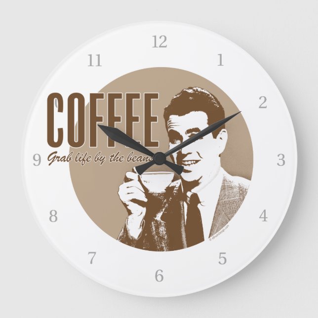 Retro Coffee Große Wanduhr (Vorderseite)