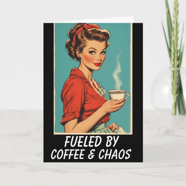 RETRO COFFEE HOUSEWIFE BLANK Greeting Card Karte (Vorderseite)