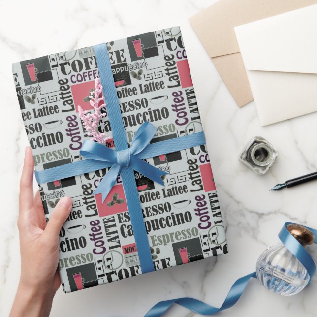 retro coffee kitchen pattern for espresso latte  geschenkpapier (Schenken)