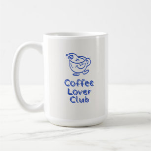 Retro Coffee Lover Club Lächelnde Tasse Blau Minim