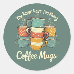 Retro-Coffee-Mug-Stapel-Illustration Runder Aufkleber