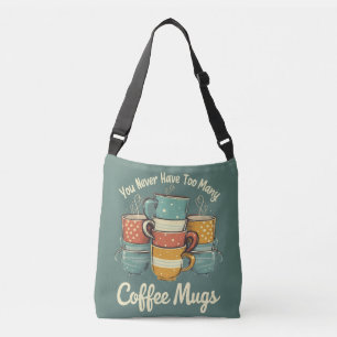 Retro-Coffee-Mug-Stapel-Illustration Tragetaschen Mit Langen Trägern